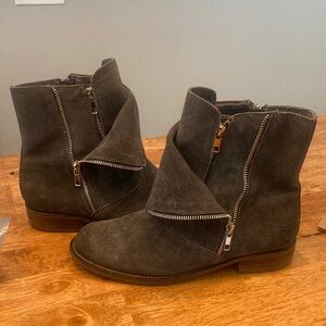 Dolce Vita Grey Suede Stacked Heal Bootie